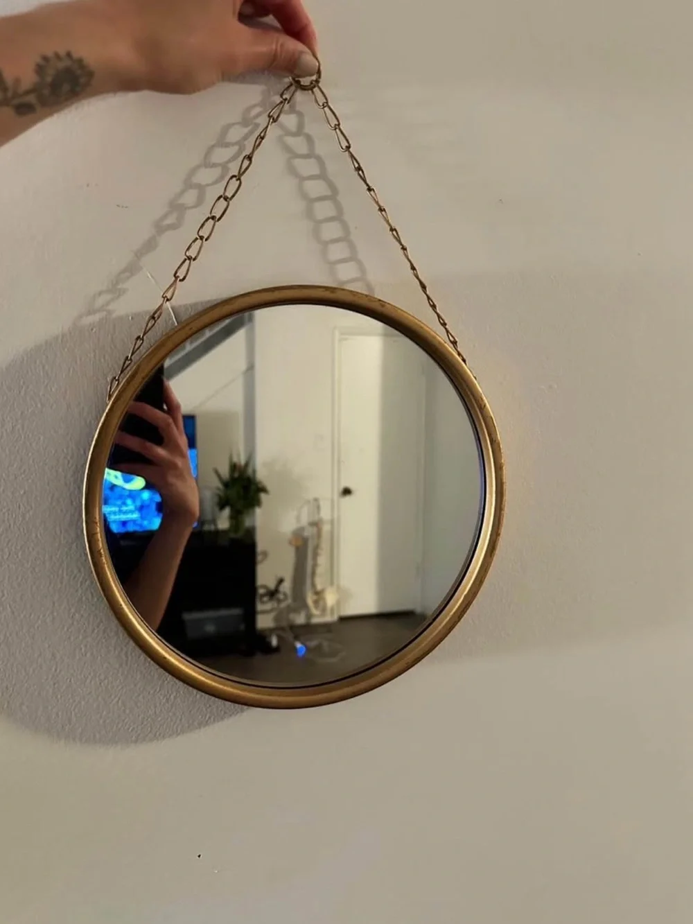 Gold Round Hanging Wall Mirrors - Set of 3